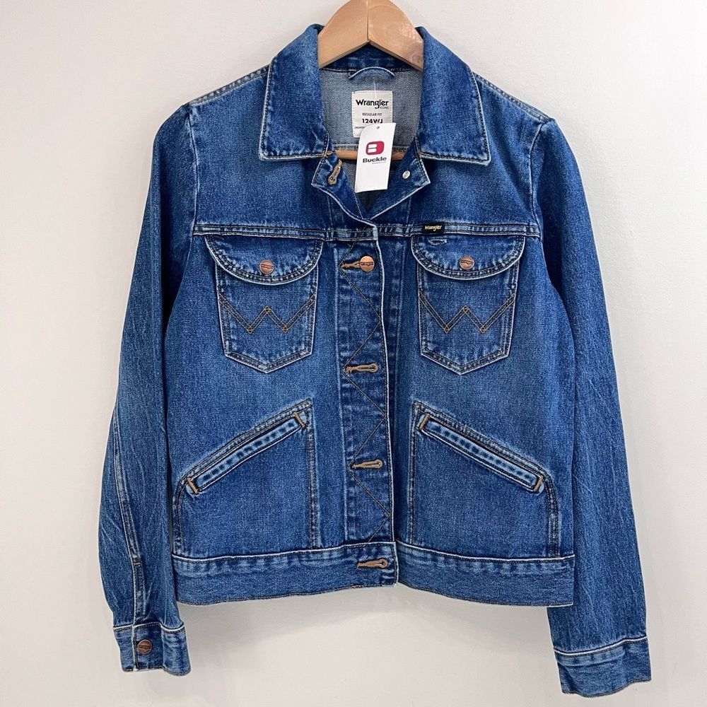 Wrangler ICONS Blue Denim Cotton 124WJ3Y 124WY 3 Year Wash Jacket Womens Small